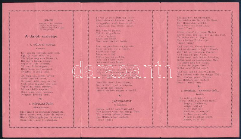 1898 Jelmezes farsangi dalestély műsor kihajtható leporelló 16 cm - Image 2