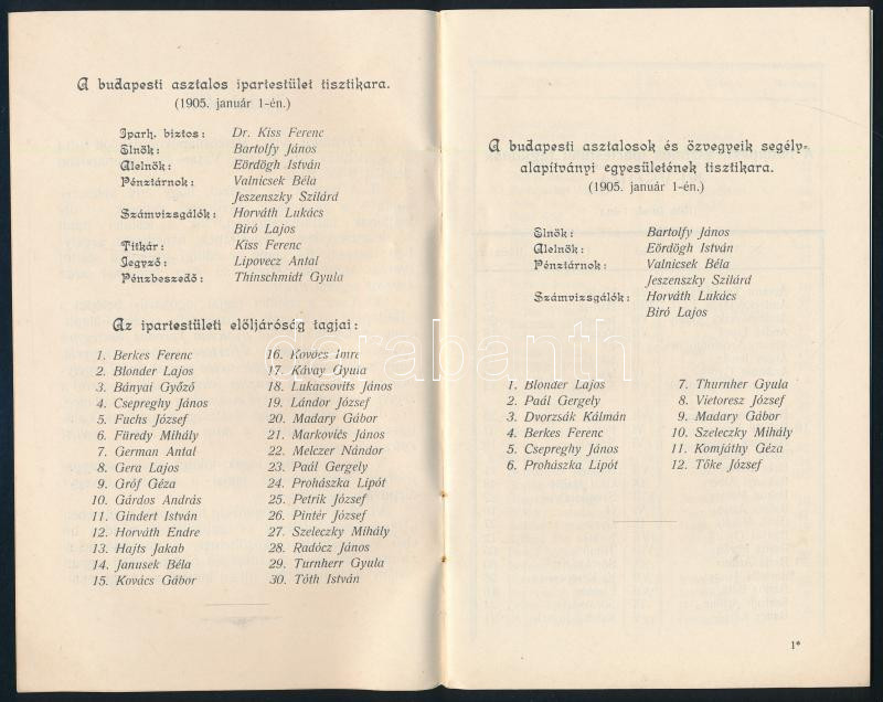 1905 A Budapesti Asztalos Ipartestület tagjainak névsora, XVIII. évfolyam, 23p - Image 2