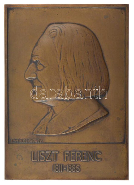 Edvi Illés György (1911-?) DN 'Liszt Ferenc 1811-1886' bronz emlékplakett (195x140mm) T:XF