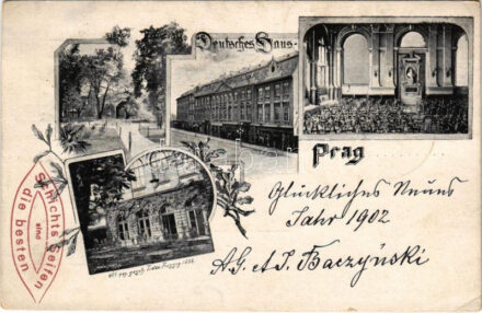 1902 Praha, Prag, Prága, Prague; Deutsches Haus / German House. Art Nouveau, floral (EK)