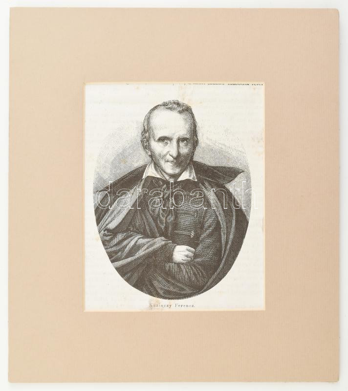 cca 1860 kazinczy Ferenc fametszetű képe . Paszparutban 15x12 cm