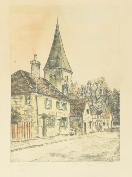 Olvashatatlan jelzéssel: La Rochelle. Színezett rézkarc, papír, kissé foltos, üvegezett fakeretben, 21x14 cm