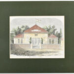 cca 1860 Balaton Keszthelyi nyári színház. Színezett fametszet Paszpartuban 19x14 cm - Image 2