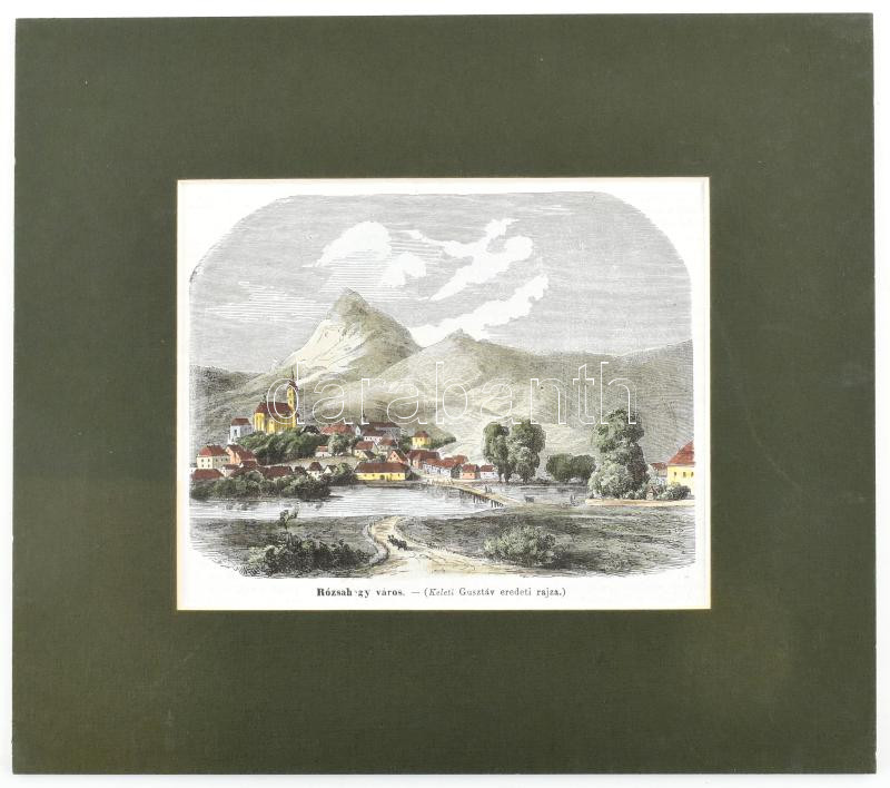 cca 1860 Rózsahegy. Felvidék. Színezett fametszet Paszpartuban 16x13 cm - Image 2