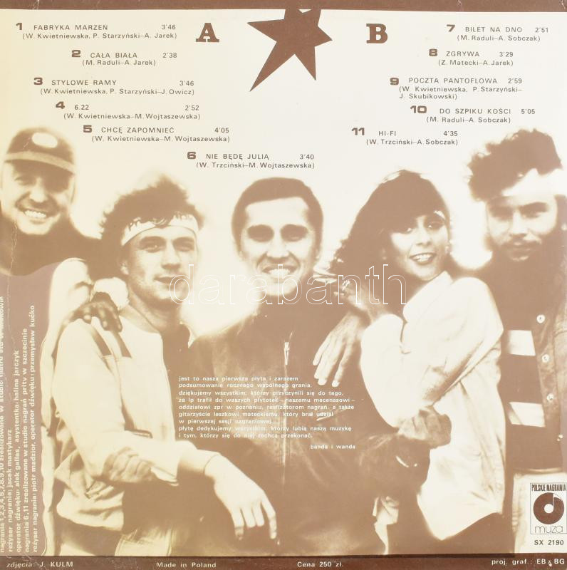 Banda & Wanda. Vinyl, LP, Album. Lengyelország, 1984. VG+ - Image 2