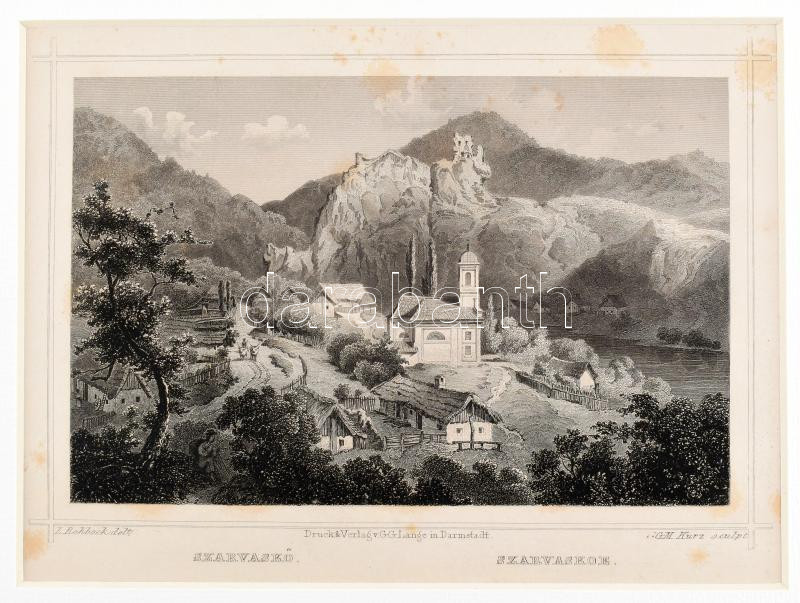 cca 1860 Ludwig Rohbock (1820-1883): Szarvaskő, acélmetszet, kissé foltos, 12×17 cm paszpartuban
