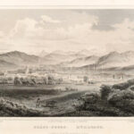 cca 1850 Szász-Sebes Ludwig Rohbock (1820-1883): acélmetszete, papír, paszpartuban / Mühlbach Steel-engraving 14x18 cm