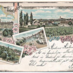 1899 (Vorläufer) Szentgotthárd, Templom, Fő tér, Rábapart. Wellisch Béla kiadása, Art Nouveau, floral, litho