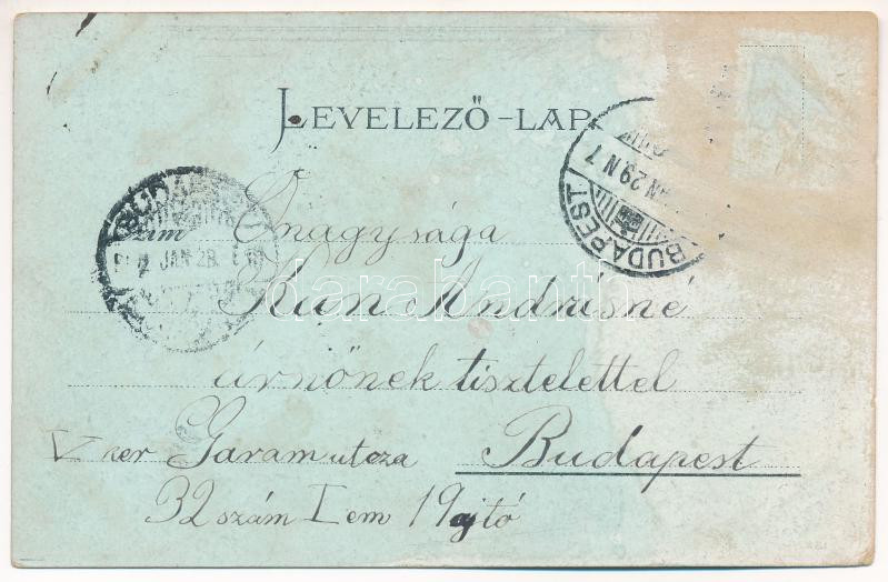 1902 Debrecen, Nagy templom este. Csokonai nyomda kiadványa 1327. Art Nouveau, floral, litho (Rb) - Image 2