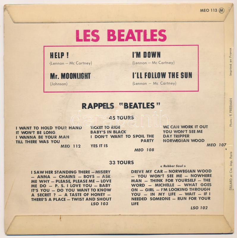The Beatles - Help! Vinyl, 7', 45 RPM, EP, Mono. Odeon, Franciaország. - Image 2