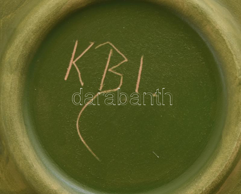 Kutyás Bajusz István: Mázas kerámiatál, jelzett, hibátlan, d: 31,5 cm - Image 3
