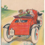 1932 Gárdony, autós kirándulás - leporellolap 10 kis képpel (fa)