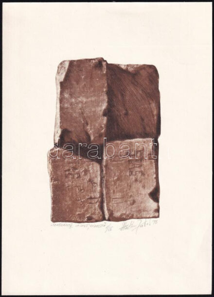 Ábrahám Jakab (1952-): Szabvány. Ofszet, hidegtű, papír, jelzett, számozott: 1/26, 15x10 cm