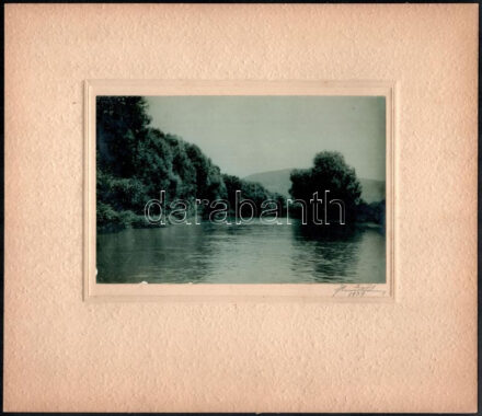 1939 Horváth Sándor (?-?): 2 db művészfotó: folyópart, hegyek ölelésében, fotók kartonon, jelzett a kartonon, 11x17 cmx2