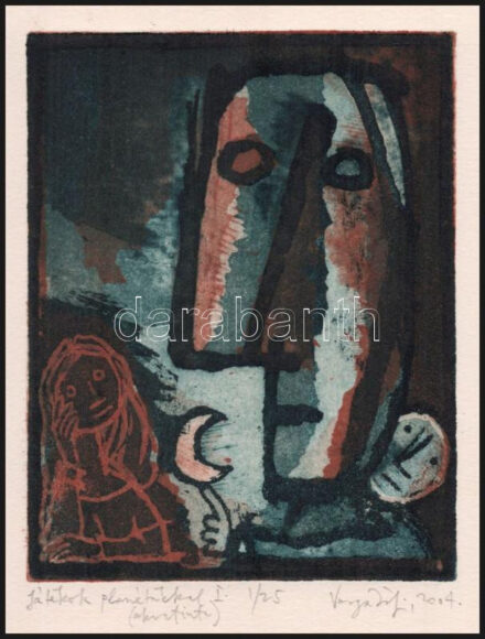 Varga Zsófia (1974-): Játékok planétákkal I. Akvatinta, papír, jelzett, számozott: 1/25. 12,5x10 cm