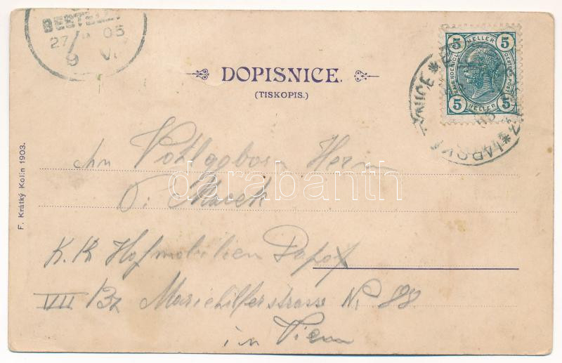 1905 Krakovany (Kolín), Zámek / castle. F. Krátky, Art Nouveau (fl) - Image 2