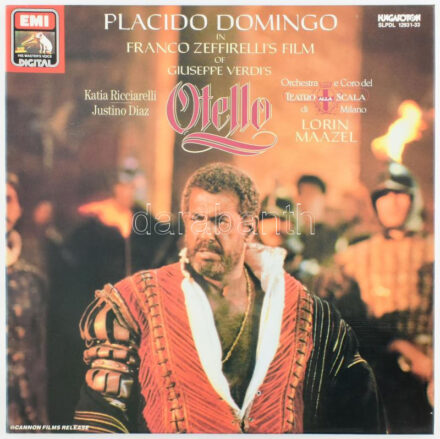 Placido Domingo, Katia Ricciarelli, Justino Diaz, Orcestro E Coro Del Teatro Alla Scala Di Milano, Lorin Maazel, Giuseppe Verdi - Otello. 3 x Vinyl, LP, Album, Box Set. Hungaroton. Magyarország, 1986. VG+, eredeti csomagoló jeggyel