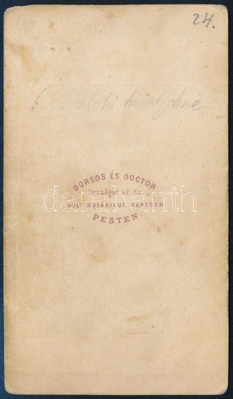 cca 1867 Odescalchiné Degenfeld-Schomburg Anna (1836-1925) hercegné, kemény fotó Borsos és Doctor műterméből, kissé foltos, 10,5×6,56 cm - Image 2