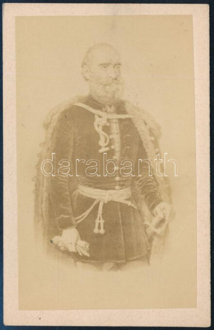 cca 1865 Széchenyi István (1791-1860) időskori portréja, fénynyomat, 10,5×6,5 cm