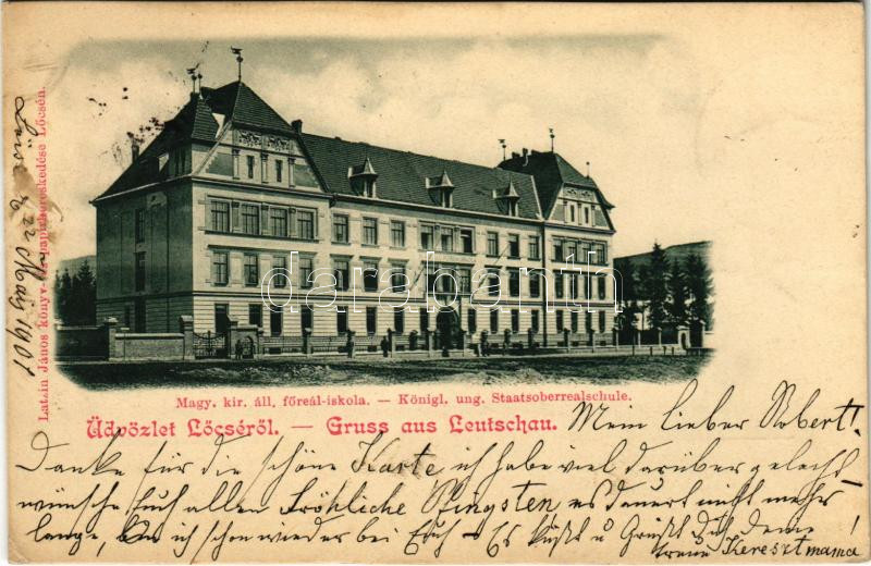 1900 Lőcse, Leutschau, Levoca; Magyar királyi állami főreál-iskola. Latzin János kiadása / Staatsoberrealschule / school (EK)