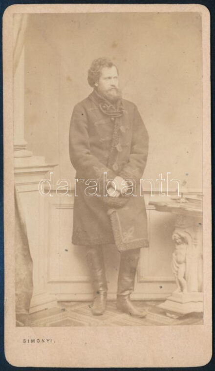 Gróf Károlyi István (1797-1881) főispán, politikus, akadémikus, Újpest alapítója, keményhátú fotó Simonyi pesti műterméből, 10,5×6 cm