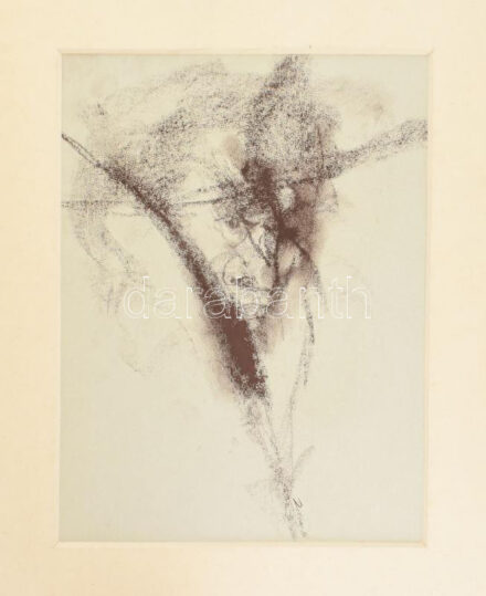 Ruttkay Sándor (1951-): Számvetés, 1979. Kréta, papír, jelzés nélkül, hátoldalán feliratozott. Paszpartuban. 34,5x25,5 cm.