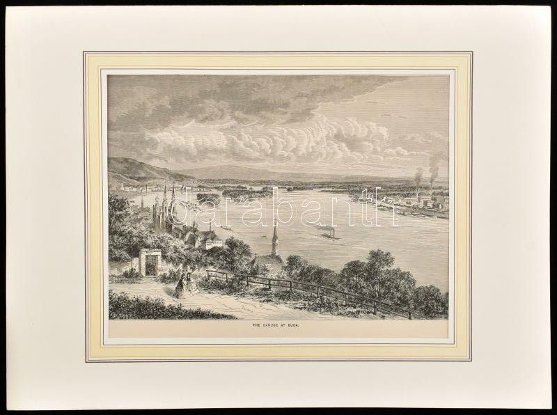 cca 1860 The Danube at Buda - A Duna Budánál. Fametszet paszpartuban 220x160 mm - Image 2