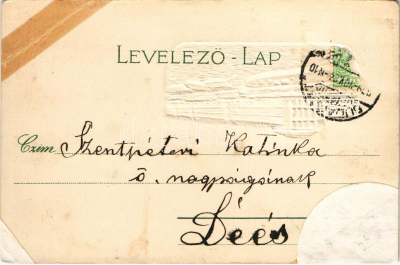 Budapest V. Rudolf rakpart. Szecessziós dombornyomott litho lóherével / Art Nouveau, embossed litho (r) - Image 2