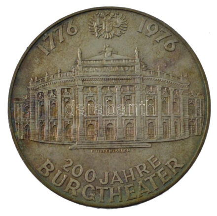 Ausztria 1976. 100Sch Ag '200 éves a Várszínház' tokban T:1-patina Austria 1976. 100 Schilling Ag '200th Anniversary of the Burgtheater' in case C:AU patina
