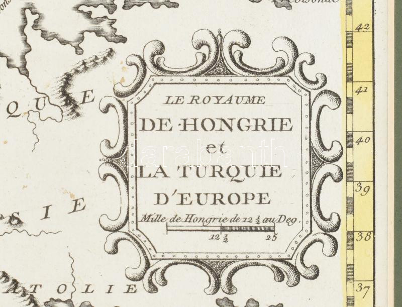 1783 Le Royaume de Hongrie et la Turquie d'Europe L. J. Mondhare in Paris, 1783. Színezett rézmetszet. Paszpartuban / Hungary and the European Turkey . Orig. copper-engraving after J. B. Nolin's map of the region. 260x205 mm - Image 2