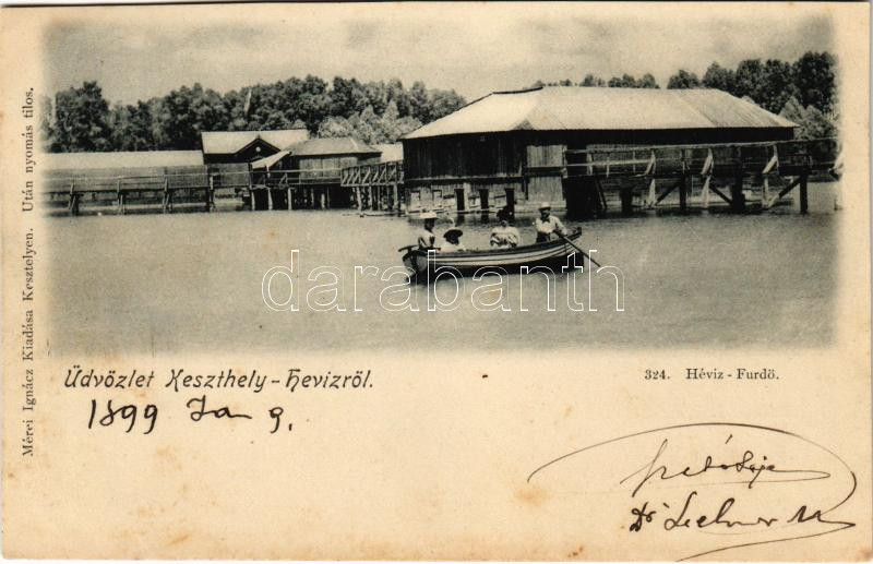 1899 (Vorläufer) Hévíz (Keszthely), fürdő. Mérei Ignác kiadása (vágott / cut)