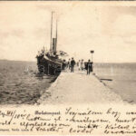 1902 Keszthely, Balaton-part, gőzhajó. Kampmann H. kiadása
