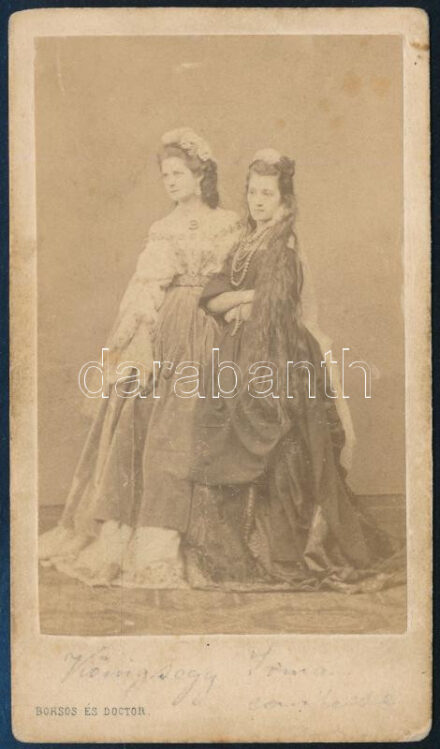 cca 1865 Königsegg Irma grófnő, keményhátú fotó Borsos és Doctor műterméből, 10,5×6,5 cm