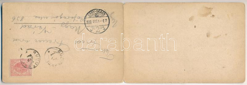 1900 Bucharest, Bukarest, Bucuresti, Bucuresci; 2-tiled folding panoramacard. Römmler & Jonas (torn at fold) - Image 2