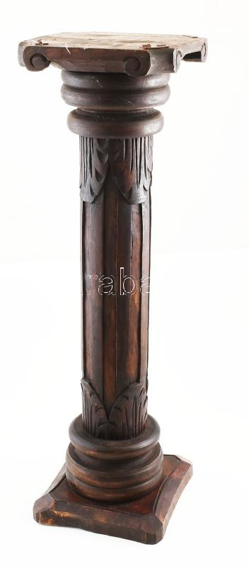 Historizáló posztamens cca 1860 Faragott fa 85 cm