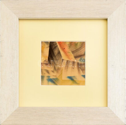 Ruzicskay György (1896-1993): Struktúrák. Vegyes technika, papír, jelzett, 9,5x9,5 cm. Dekoratív, üvegezett fakeretben.