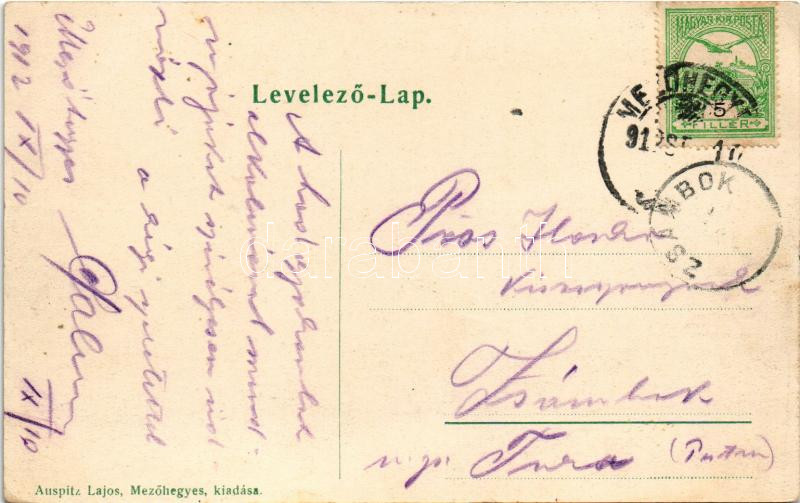 1912 Mezőhegyes, Tarka gulya itatása. Auspitz Lajos kiadása - Image 2
