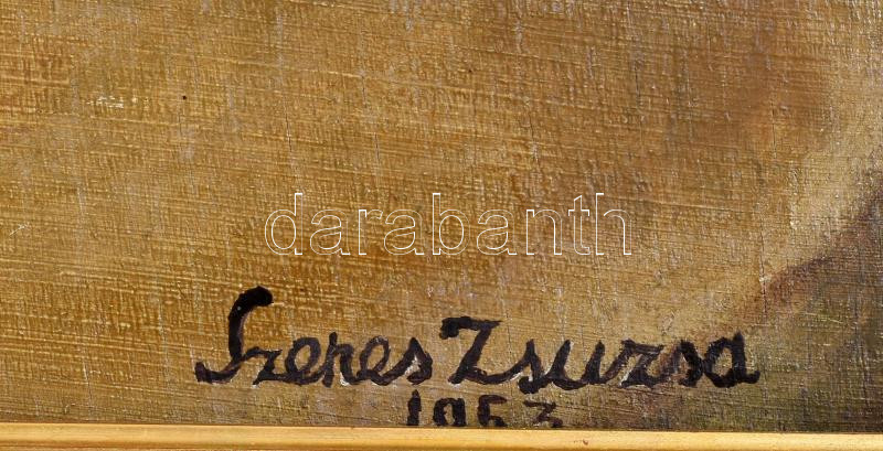 Szenes Zsuzsa, Erdély Miklósné (1931-2001): Aktmodell, 1953. Olaj, falemez, jelzett, fakeretben, 65×55,5 cm / oil on wood, signed, framed - Image 3