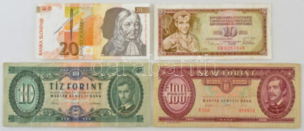 Vegyes: 1962. 10Ft + 1993. 100Ft + Jugoszlávia 1978. 10D + Szlovénia 1992. 20T T:VF,F