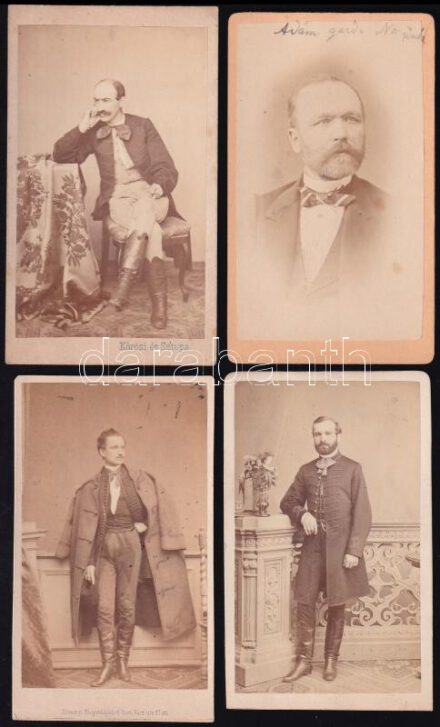 cca 1870 Férfiportrék, 4 db kerményhátú fotó, 10,5×6,5 cm