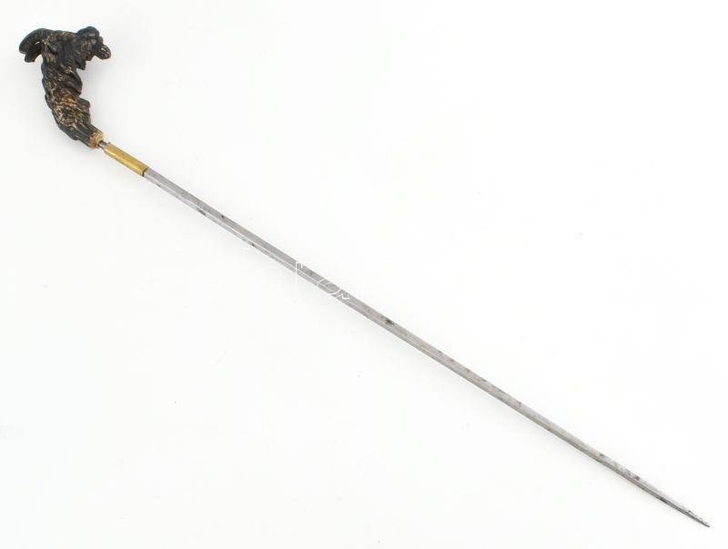 Tőrös bot bronz kosfejjel. XIX. sz. 90 cm - Image 3