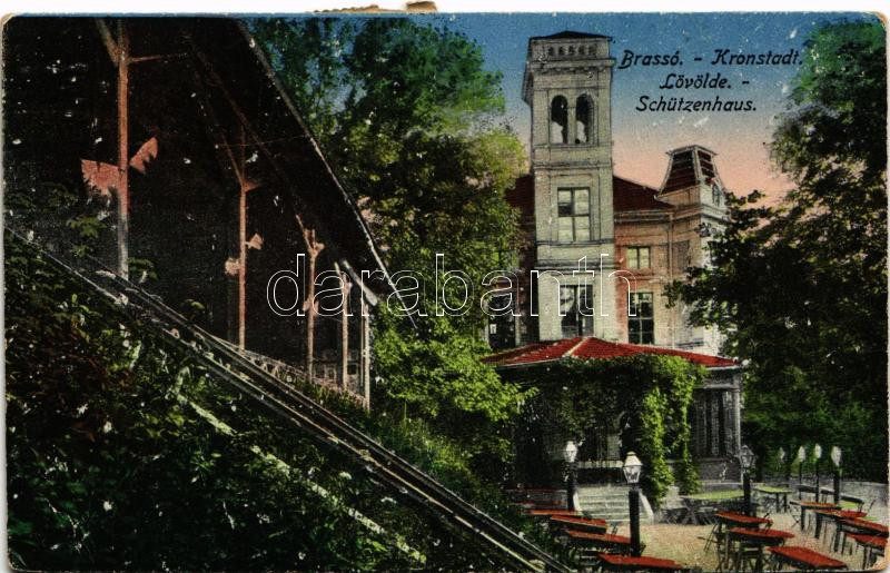 1921 Brassó, Kronstadt, Brasov; Schützenhaus / Lövölde. Grünfeld Vilmos kiadása / shooting hall (EK)