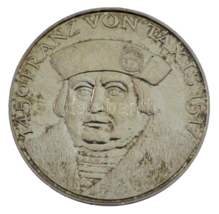 NSZK 1967. 'Franz von Taxis halálának 450. évfordulója' kétoldalas, jelzetlen Ag emlékérem (13,14g/32mm) T:UNC,AU kis patina GFR 1967. '450th Anniversary of the Death of Franz von Taxis' two-sided, unmarked Ag medallion (13,14g/32mm)