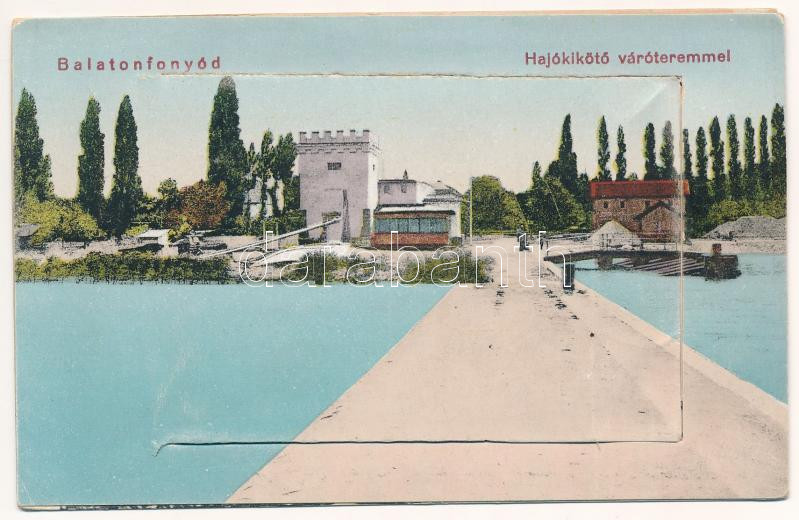 Fonyód, Hajókikötő váróteremmel. Kalász Sándor kiadása. leporellólap 10 képpel (EK)