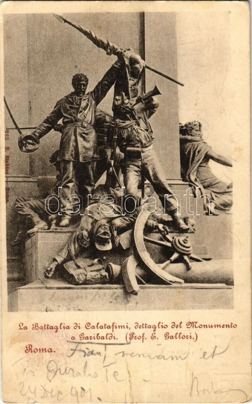 1901 Roma, Rome; La Battaglia di Calafatimi, dettaglio del Monumento a Garibaldi (fa)