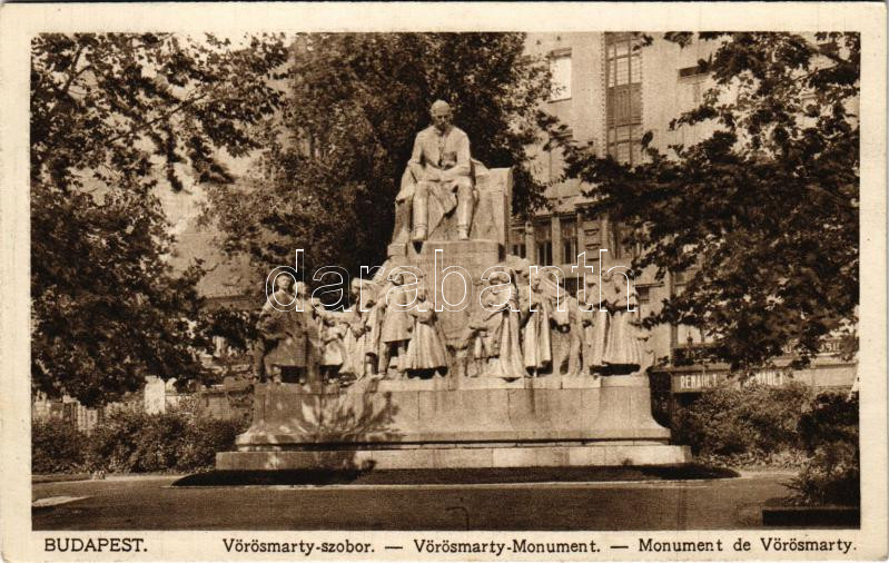 Budapest V. Vörösmarty Mihály szobor. Rigler r.-t. 12. sz.