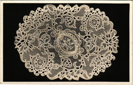 1938 Kiskunhalas, Halasi csipke (15x20 cm) No. VI. magyar folklór / Hungarian folklore, Lace made in Halas country