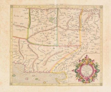 Ptolemaios / Mercator, Gerhard (1512-1594): Asiae Tabula IX / Medius meridianus jjj ad quem resiqui inclinantur. Ázsi színezett rézmetszetű térképe. : Duisburg, ca 1584.Hátoldalán latin felirattal Enyhén foltos. / Colored engraving
