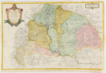 Krieger Sámiel (1730-1785?): Regni Hungariae in suos circulos et comitatus divisi tabula... Antonii Loewii Bibliopolae Posoniensis. Megjelent Windisch, G. V.: Geographie des Königreichs Ungarn. 1780. Színezett rézmetszet, hajtásnyomokkal. /