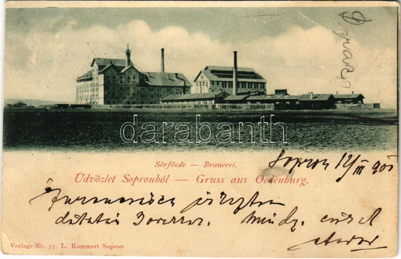 1901 Sopron, Oedenburg; sörfőzde. Nr. 77. L. Kummert / Brauerei (Rb)